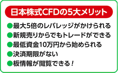 日本株式CFDの5大メリット